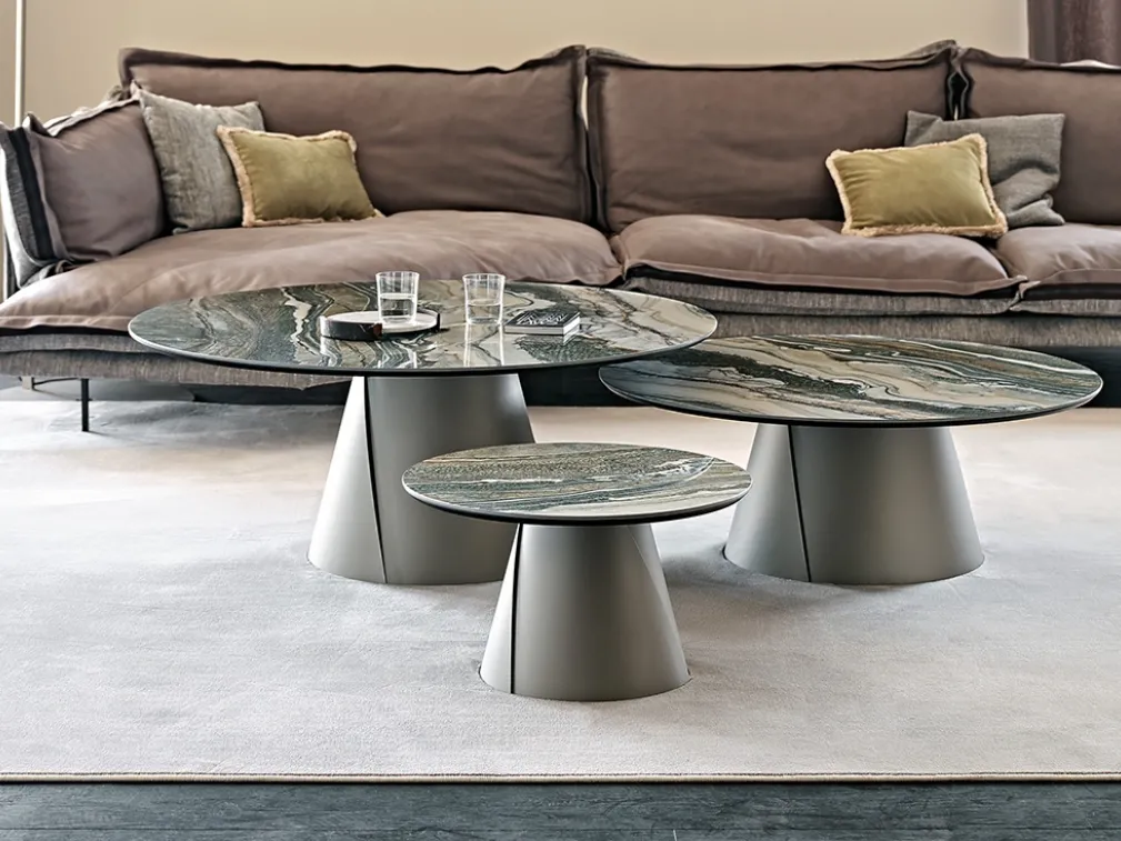 Tavolino con base in metallo e piano in ceramica Marmi Albert Keramik di Cattelan Italia