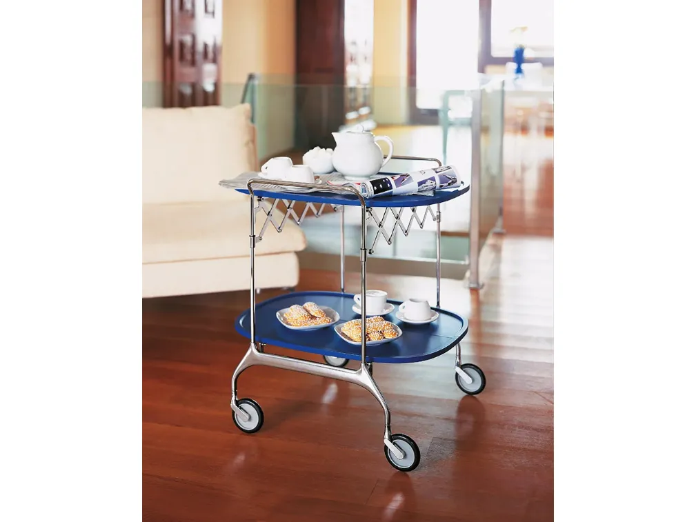 Tavolino Gastone con piani in Nylon e struttura in acciaio di Kartell
