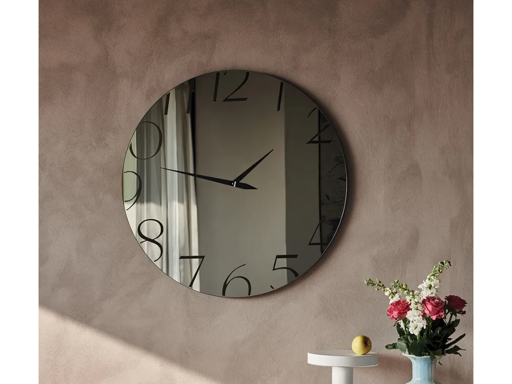 Specchio Orologio in cristallo specchiato serigrafato Moment di Cattelan Italia
