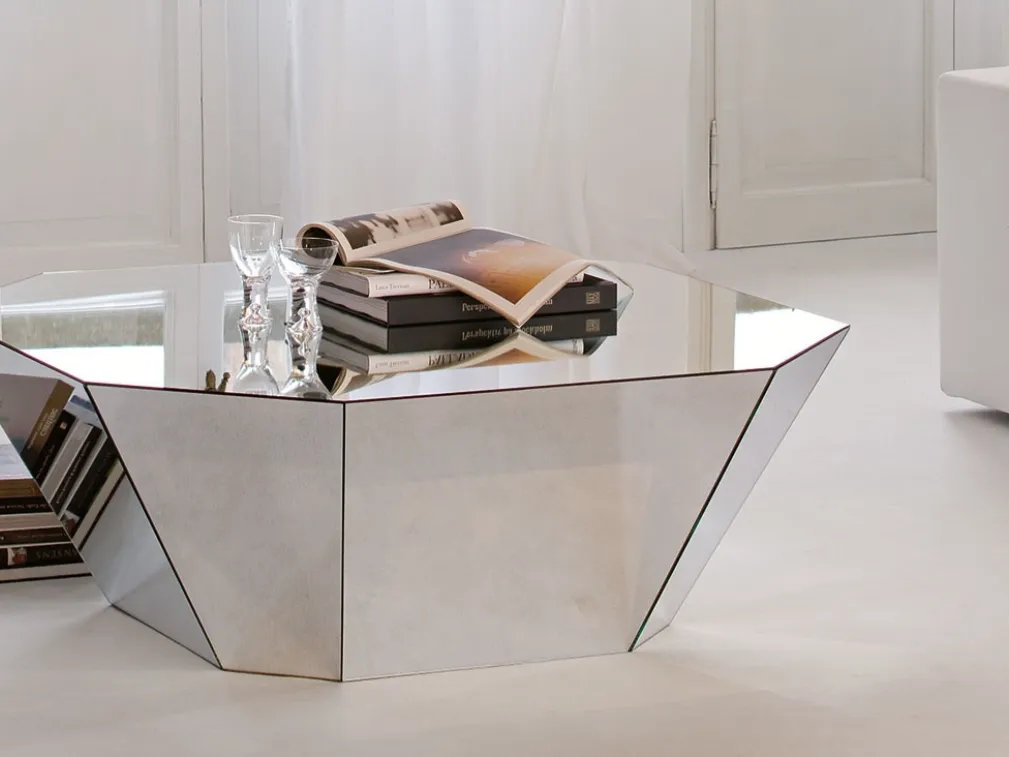 Tavolino rivestito completamente in cristallo specchiato Otto di Cattelan Italia