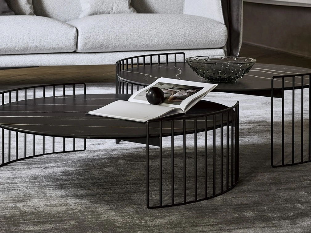 Tavolino rotondo in marmo Harpe di Bonaldo