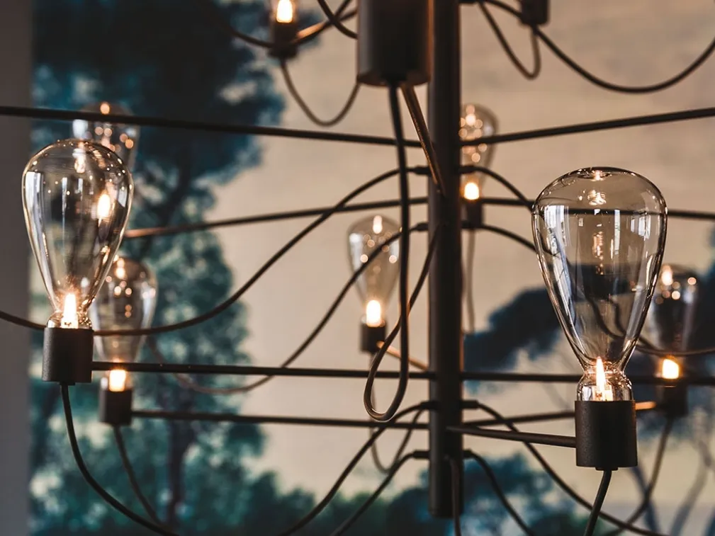 Lampada a sospensione in acciaio e cristallo Poseidon di Cattelan Italia