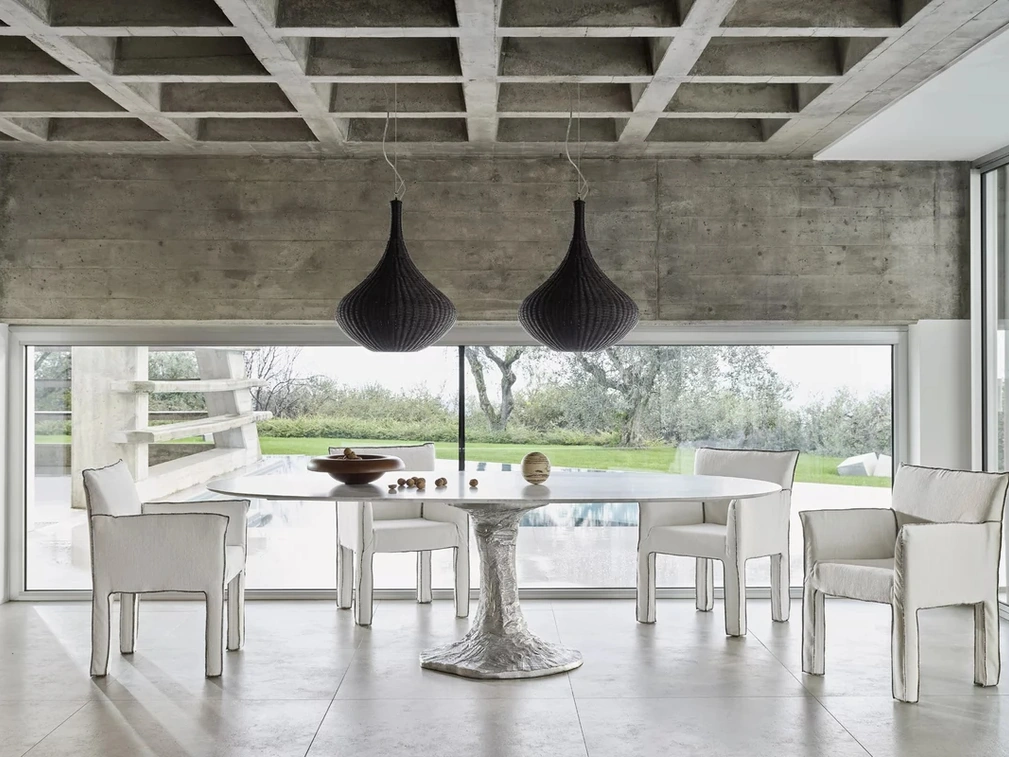 Lampada a sospensione in rattan Spin di Gervasoni