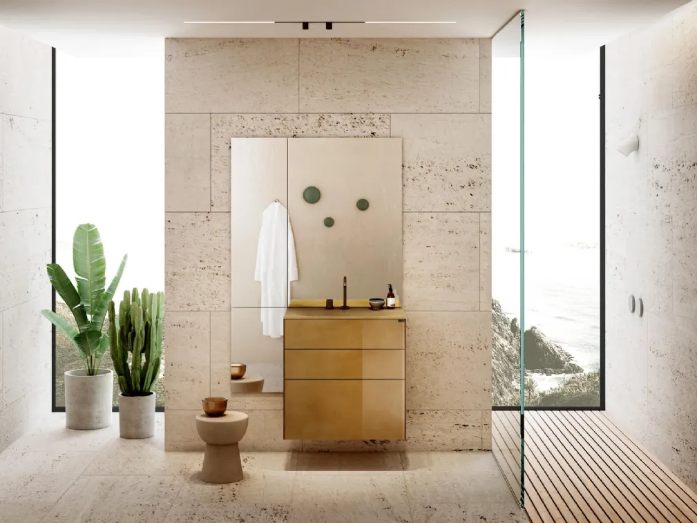 Mobile da Bagno sospeso in vetro con lavabo integrato 36e8 05 di Lago