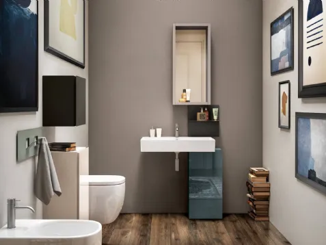 Basica Lavabo con mobiletto in vetro