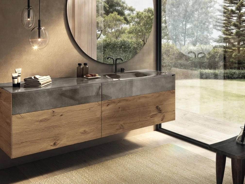 Lavabo integrato in vetro 36e8 di Lago