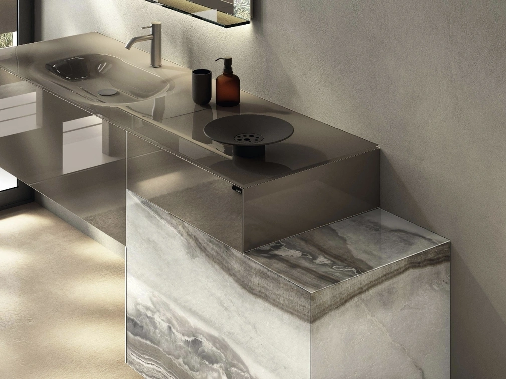 Lavabo integrato in vetro 36e8 di Lago