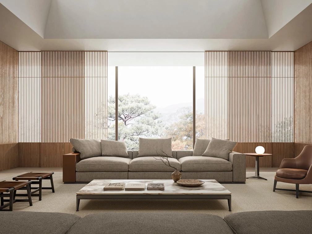 Divano lineare Groundpiece di Flexform