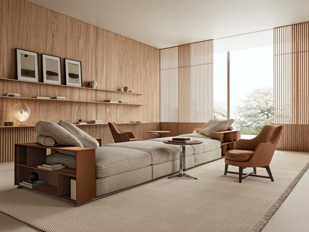 Divano lineare Groundpiece di Flexform