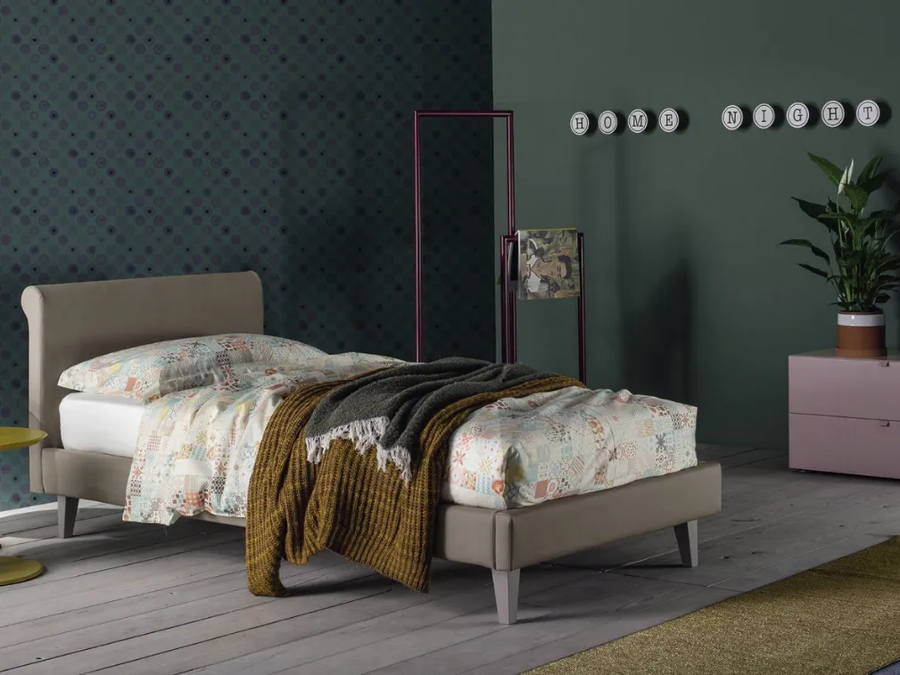 Letto Singolo in tessuto con testiera Camelia Mod 30 di Twils