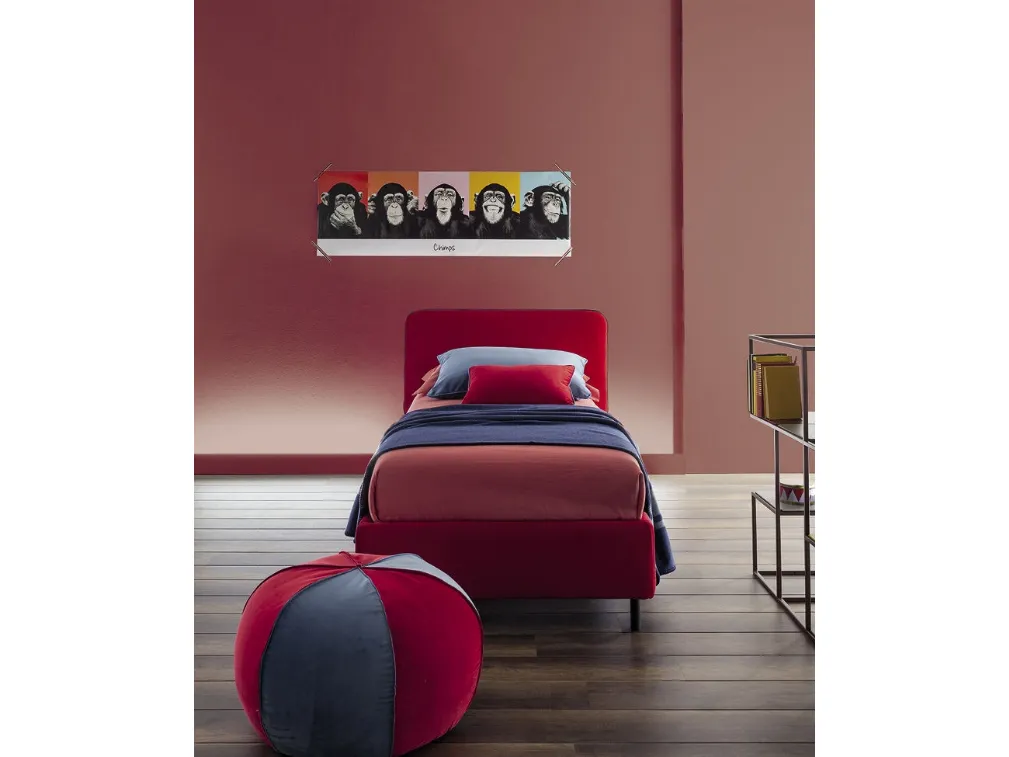 Letto singolo in tessuto con testiera Frick Round di Twils
