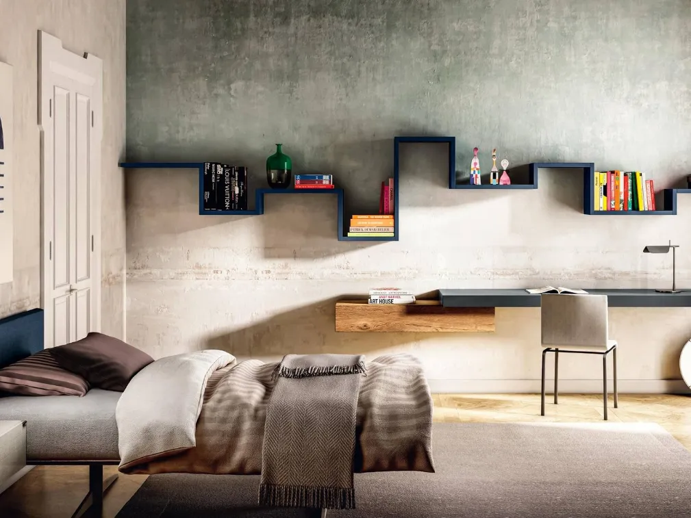 Letto singolo con testiera Steel Kids & Young 1268 di Lago