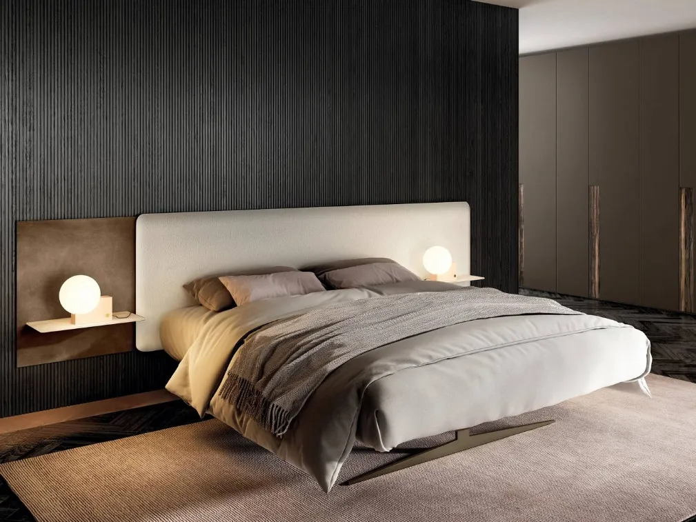 Letto con testiera in tessuto Steel 1747 di Lago