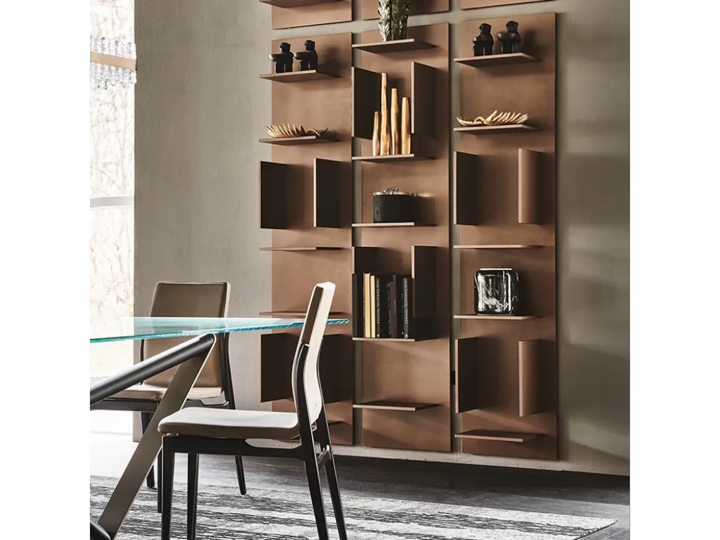 Libreria componibile a muro in legno laccato bianco Fifty di Cattelan Italia