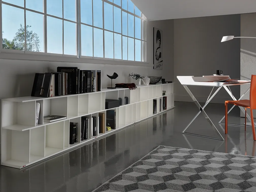 Libreria a muro in MDF laccato bianco Wally di Cattelan Italia