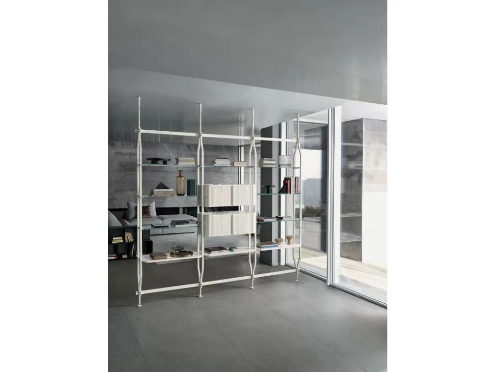 Libreria divisoria in 5 variabili Charlotte a soffitto Bontempi