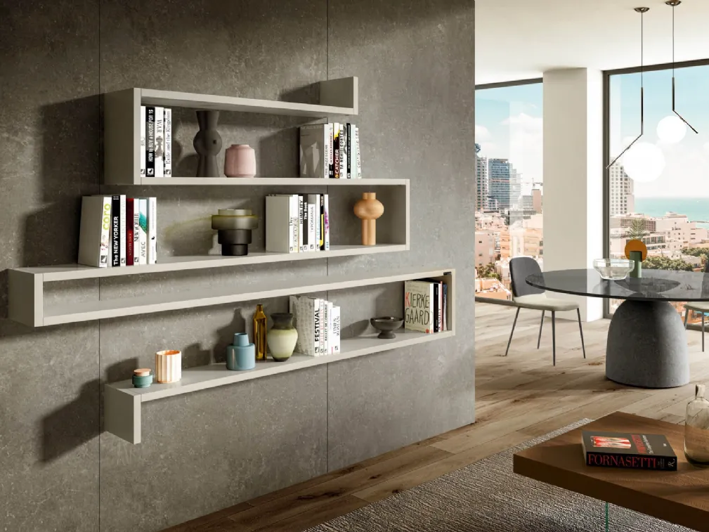 Libreria sospesa componibile LagoLinea Modulare laccata Bianca di Lago