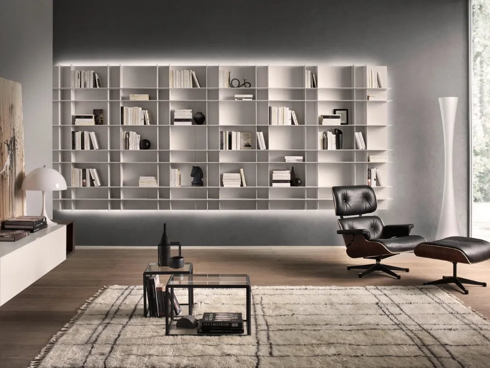 Libreria Movida in laccato Bianco di Olivieri