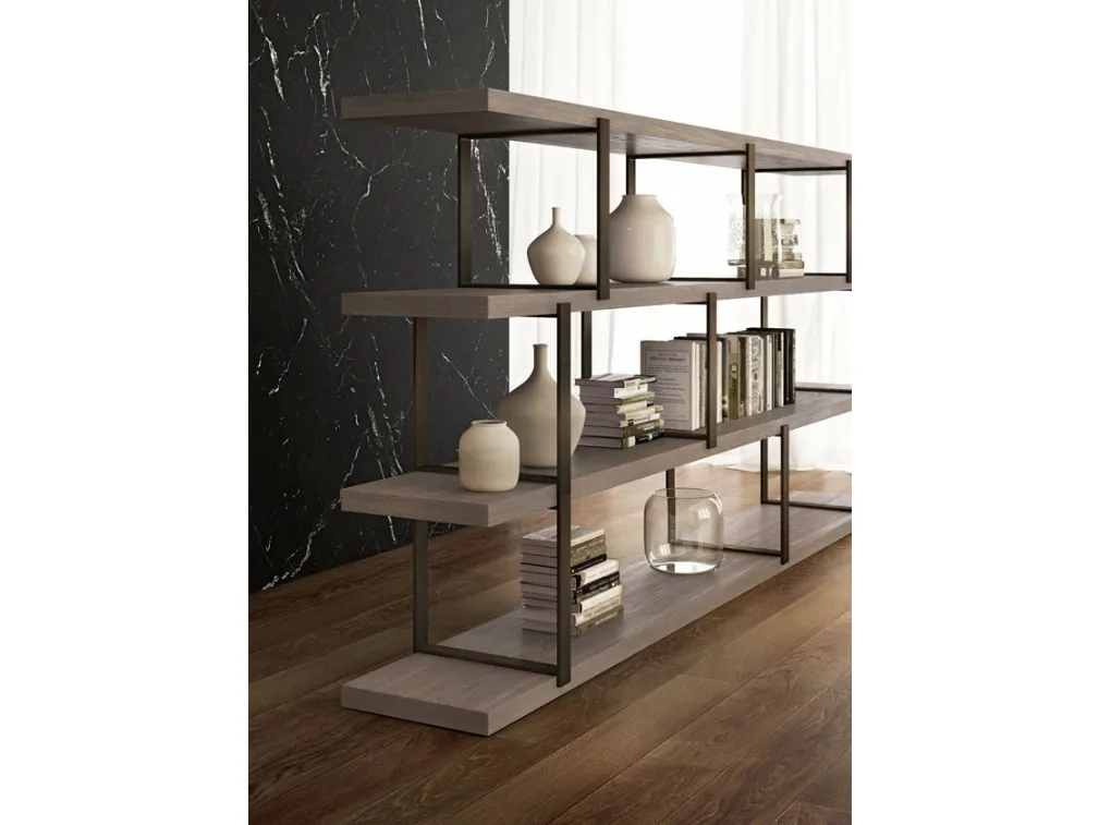 Libreria divisoria New York in Rovere Grigio di Olivieri