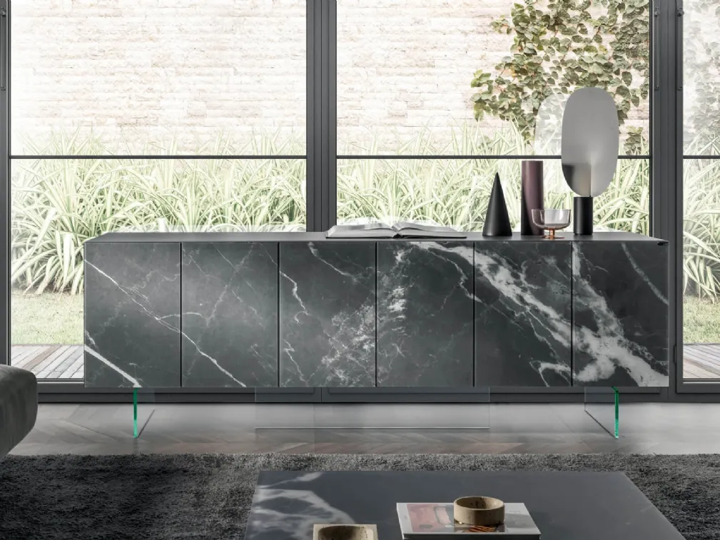 Madia 36e8 0699 in vetro effetto marmo Calacatta black matt XGlass di Lago