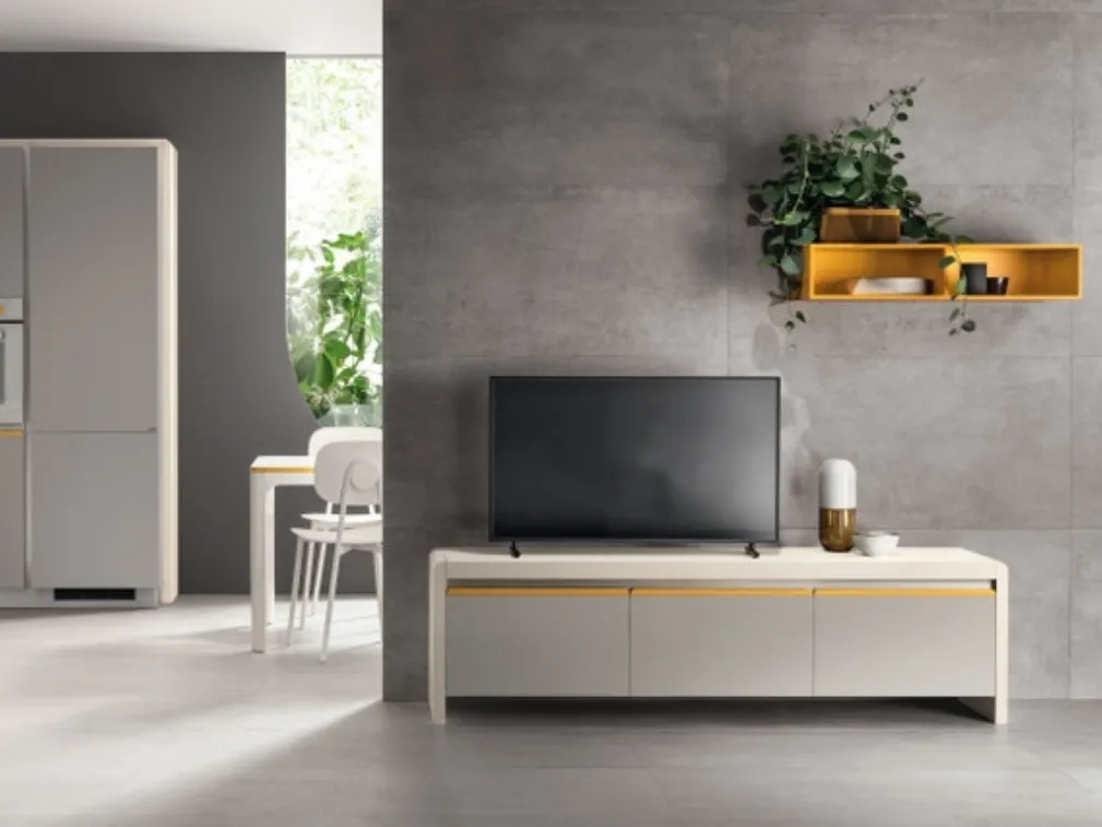 Madia Living Dandy Plus Grigio Velo e Giallo Senape di Scavolini