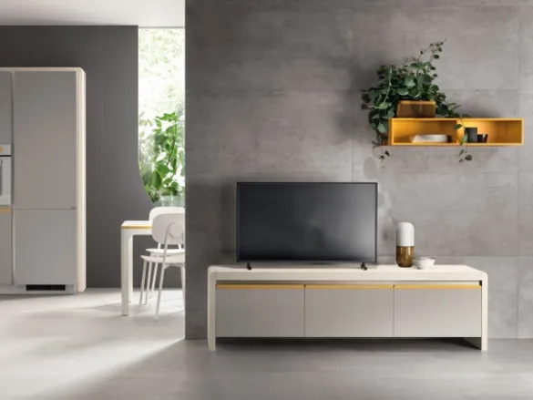 Madia Living Dandy Plus Grigio Velo e Giallo Senape di Scavolini