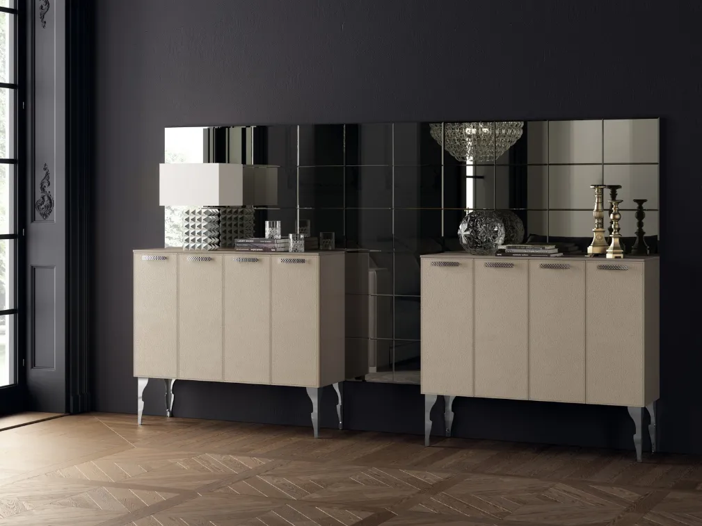 Madia Living Exclusiva alta in Pelle Grigio Perla di Scavolini