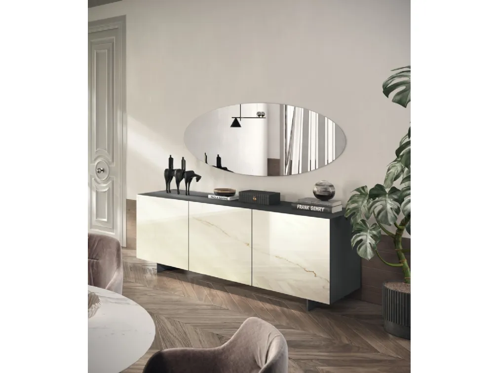 Madia Sideboard 04 in finitura lincoln oro di Scavolini
