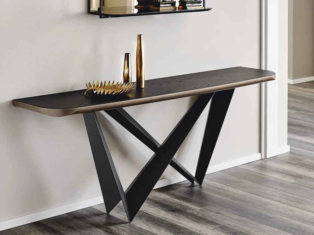 Consolle Westin Wood-C con top in legno e base in acciaio di Cattelan Italia