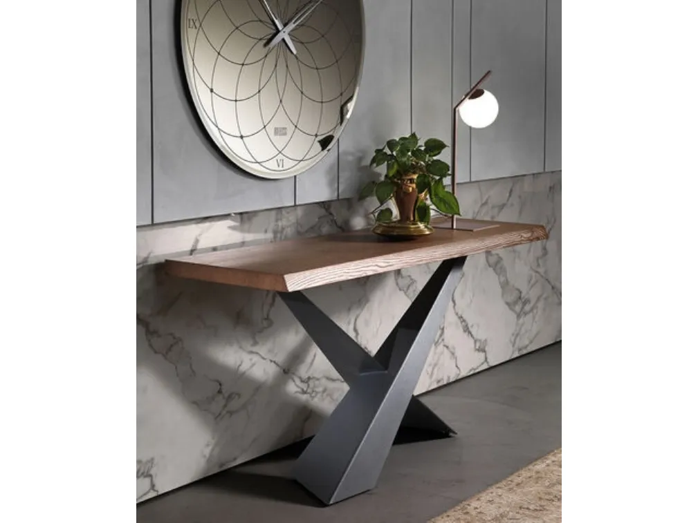Mobile ingresso Consolle Living con top in legno e base in acciaio verniciato di Riflessi