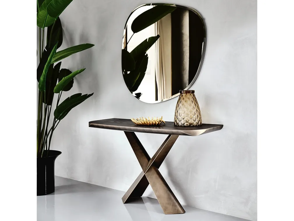 Consolle con piano in legno massello e acciaio Terminal Wood-C di Cattelan Italia
