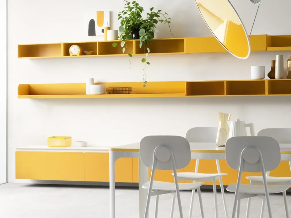 Parete Attrezzata Living Dandy Plus Giallo Senape di Scavolini
