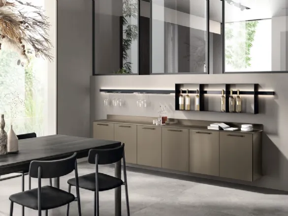 Parete Attrezzata sospesa Living Musa 02 in laccato Grigio Matera di Scavolini
