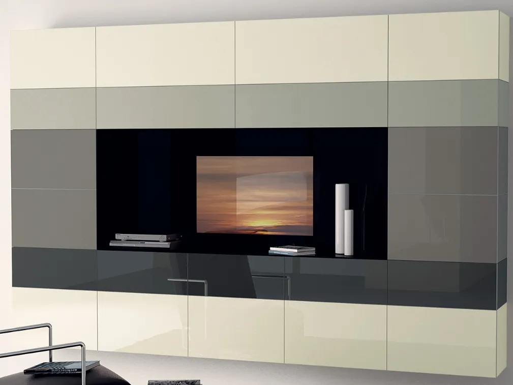Parete Attrezzata Living Tetrix con Ante in Vetro di Scavolini