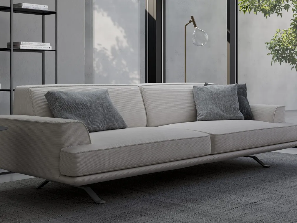 Divano lineare in tessuto Slab plus di Bonaldo