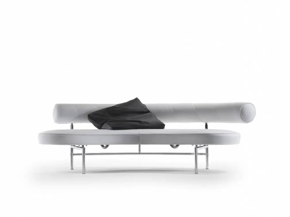 Divano lineare di design in pelle con struttura in metallo Max di Flexform