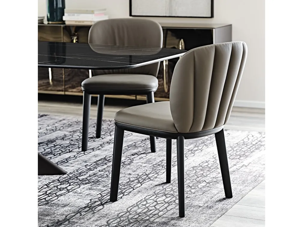 Sedia in legno con rivestimento in pelle Chrishell di Cattelan Italia