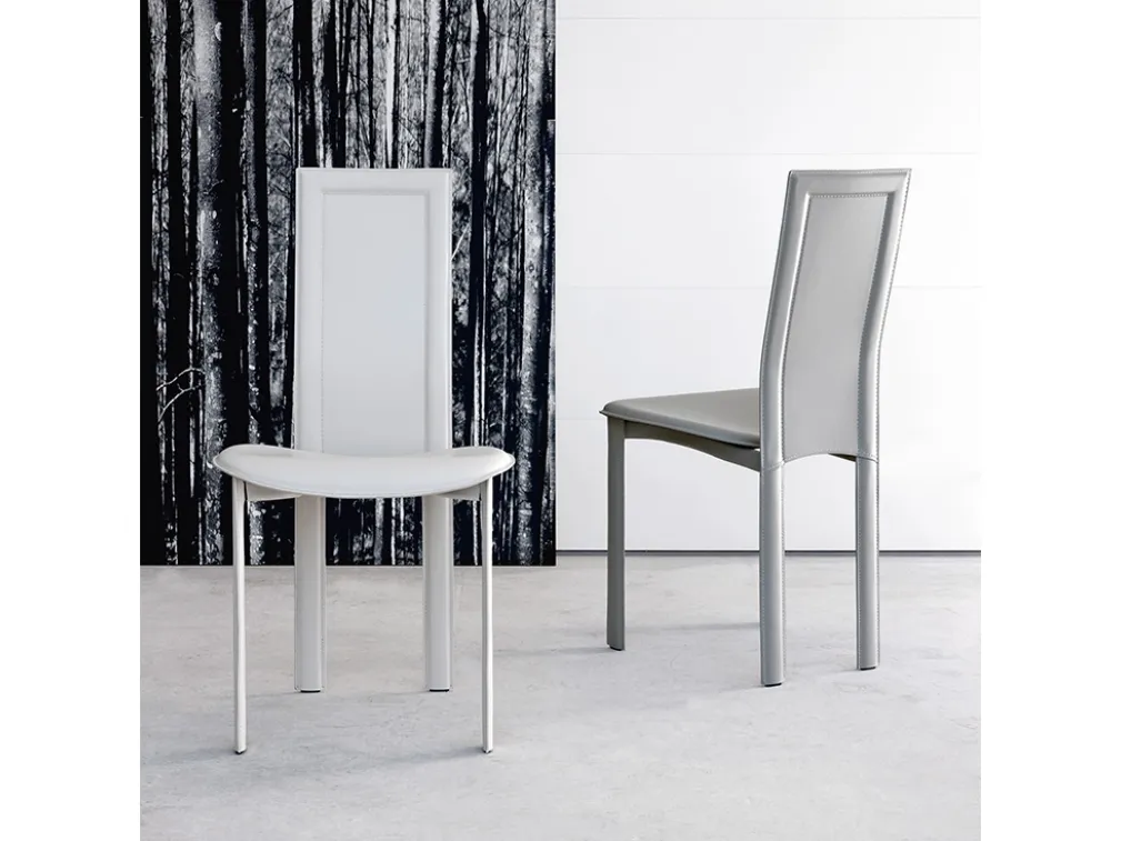 Sedia in acciaio con rivestimento in cuoio Lara di Cattelan Italia
