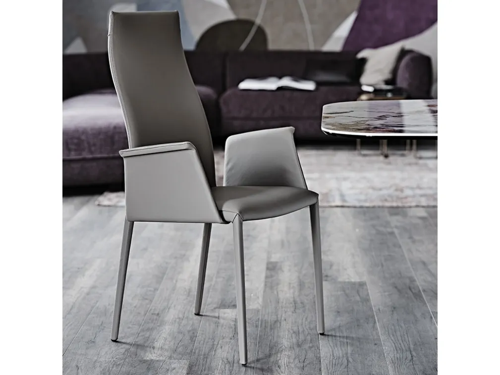 Sedia in pelle senza braccioli Norma di Cattelan Italia