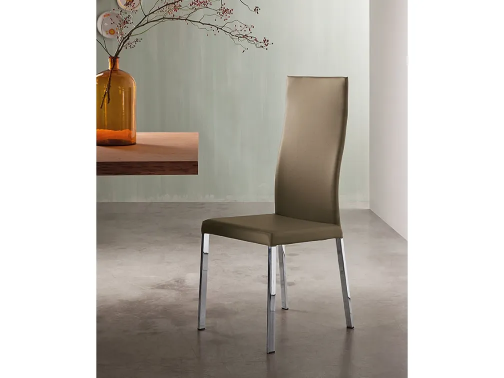 Sedia Denise Flex in pelle con schienale alto di Riflessi