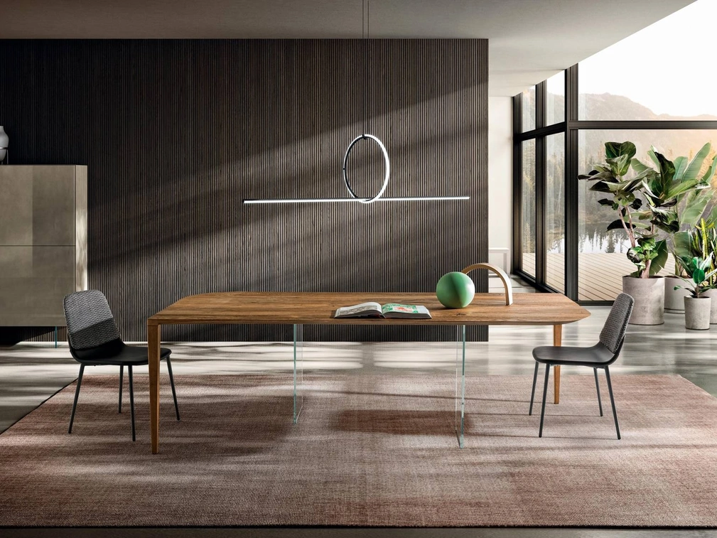 Sedia in tessuto ed ecopelle Ermes 2534 di Lago