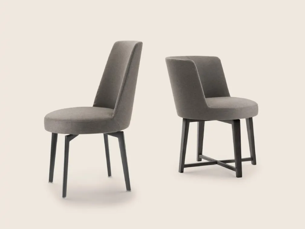 Sedia Hera in tessuto con gambe in legno massello di Flexform