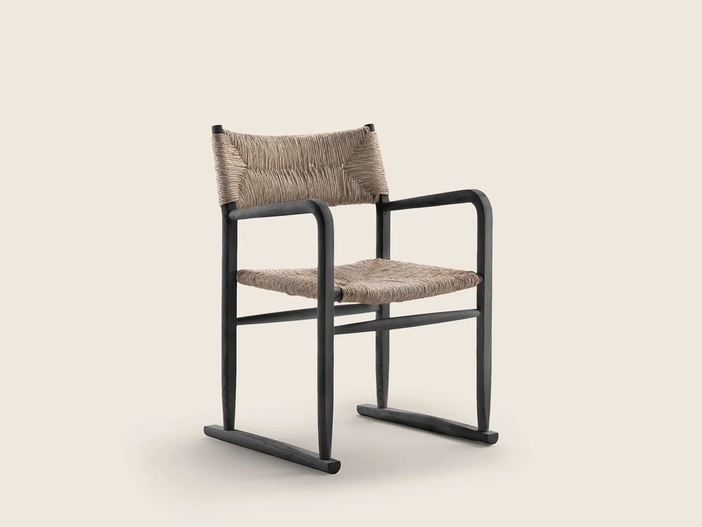 Sedia Kim in paglia e legno di Flexform