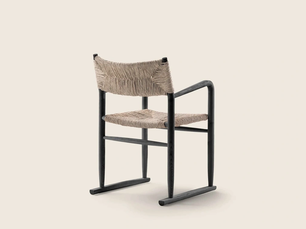 Sedia Kim in paglia e legno di Flexform