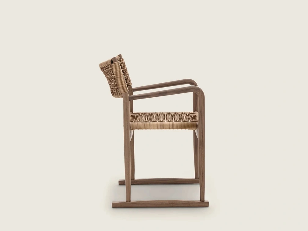 Sedia Kim SH Cord in cuoio e legno di Flexform