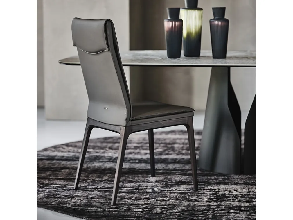 Sedia in pelle con gambe in legno Sofia di Cattelan Italia