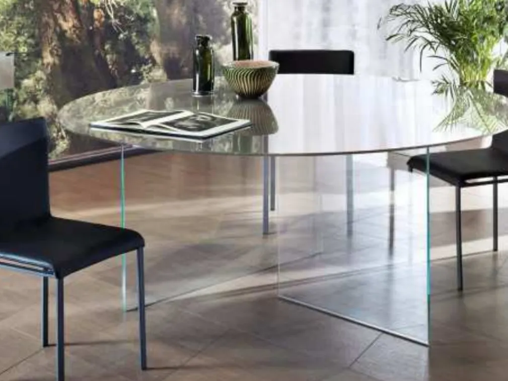 Tavolo Air Glass Rotondo in vetro temperato di Lago