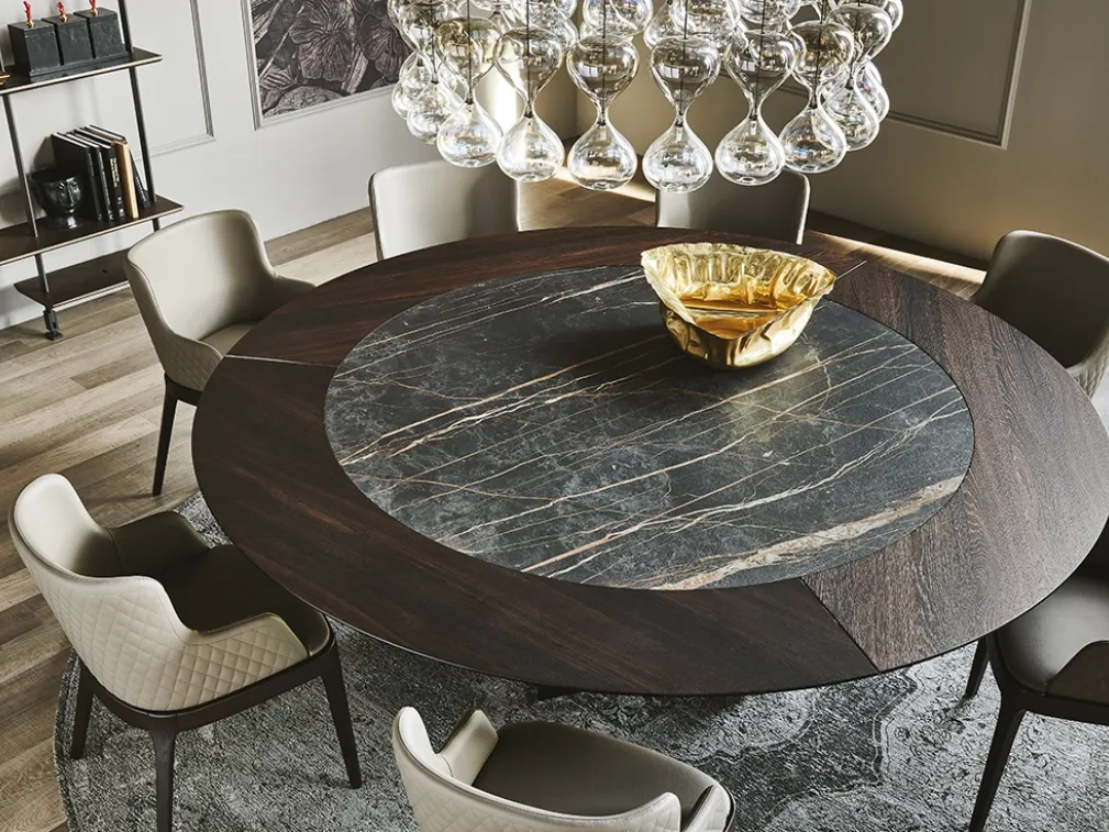 Tavolo rotondo in legno e ceramica Skorpio Ker Wood Round di Cattelan Italia