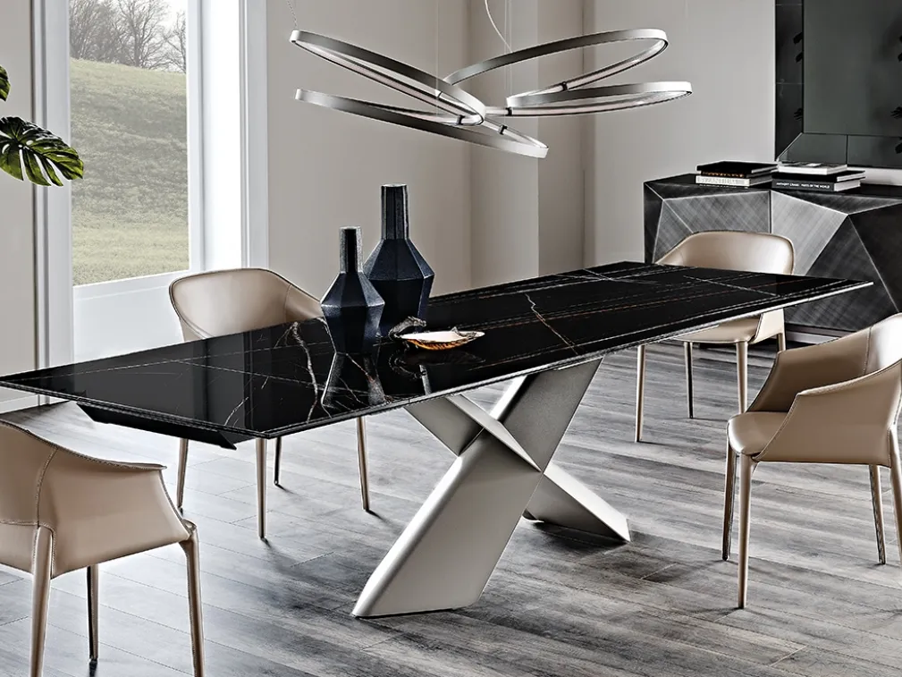 Tavolo allungabile con piano in ceramica Tyron Keramik Drive di Cattelan Italia