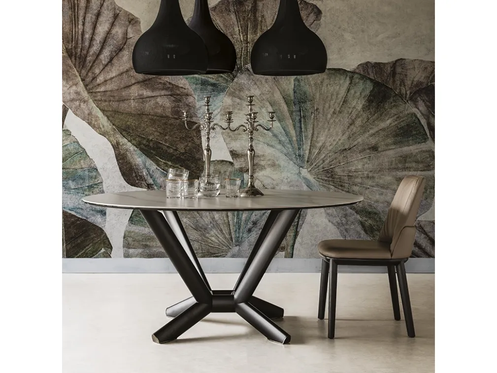 Tavolo rotondo con piano in ceramica Planer Keramic Round di Cattelan Italia